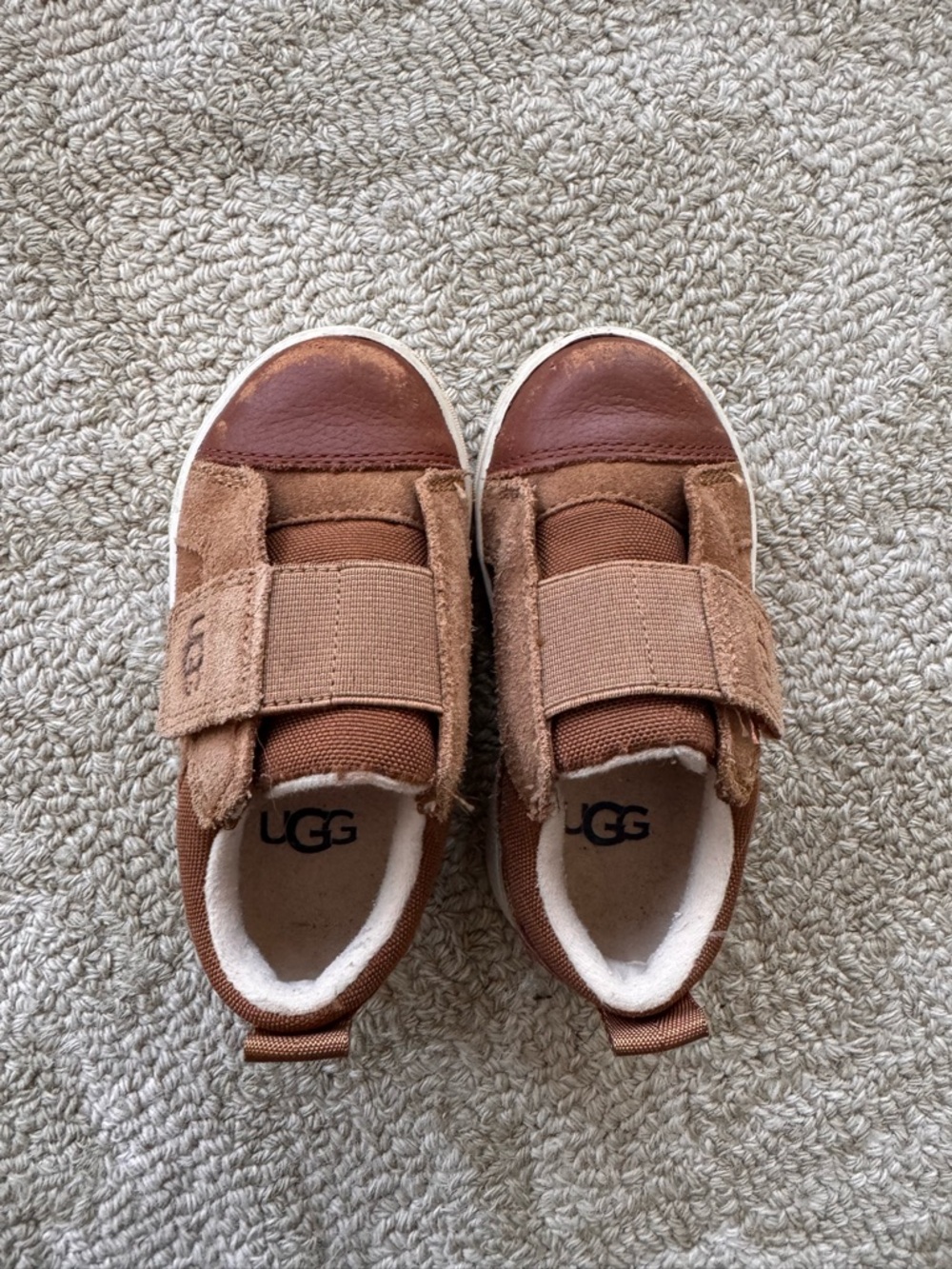 UGG Kids Brown/Tan Double Velcro Sneakers